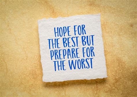 Hope For The Best But Prepare For The Worst Inspirational Note Stock