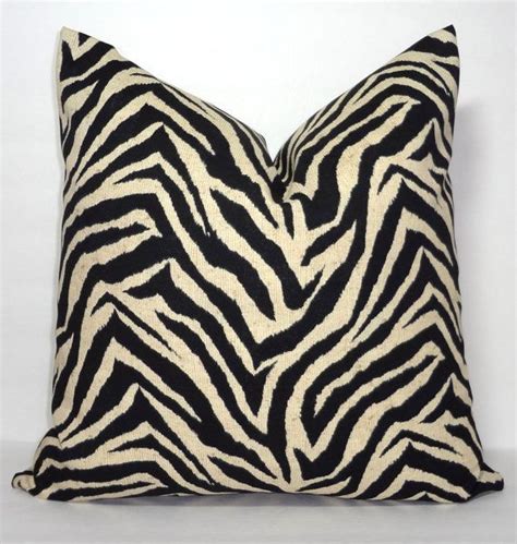Outdoor Zebra Animal Print Pillow Cover Black Ivory Beige Etsy