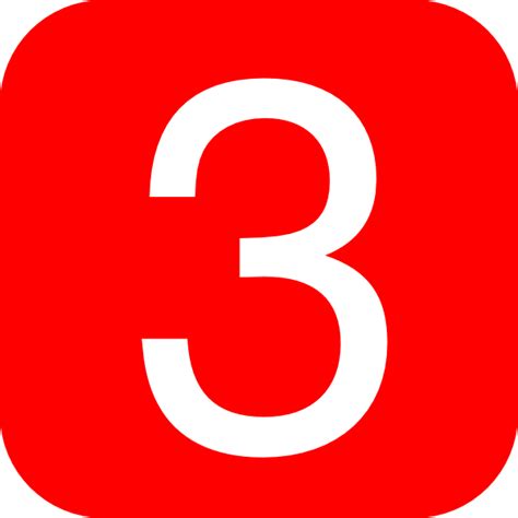Red Rounded Square With Number 3 Clip Art At Vector Clip