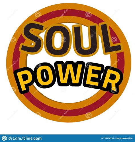 Soul Power Rundes Logo Mit Retro Schrift Und Warmen Farben Stock