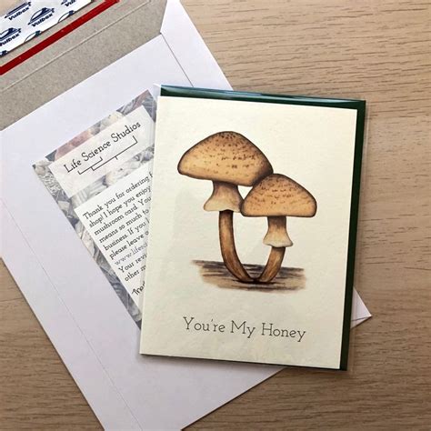 Mushroom Card Valentines Day Honey Mushroom Card Etsy Valentines