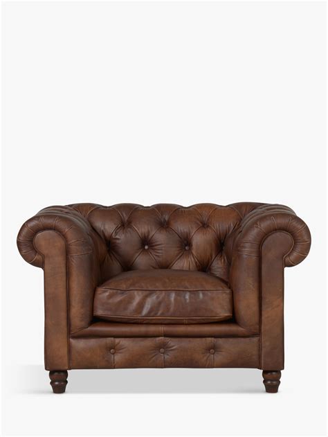 Halo Earle Chesterfield Leather Armchair Antique Whisky Leather