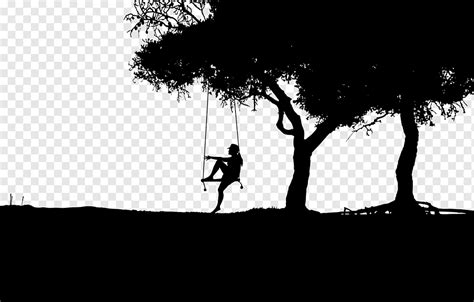 tree swing woman silhouette park png pngwing