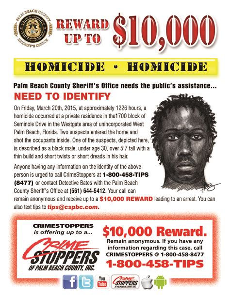 Posters Flyers Unsolved Crimes Crime Stoppers Of Palm Beach County