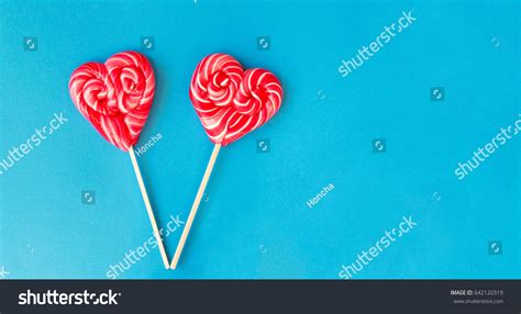 Valentines Day Heart Shaped Lollipops On Stock Photo 642120319