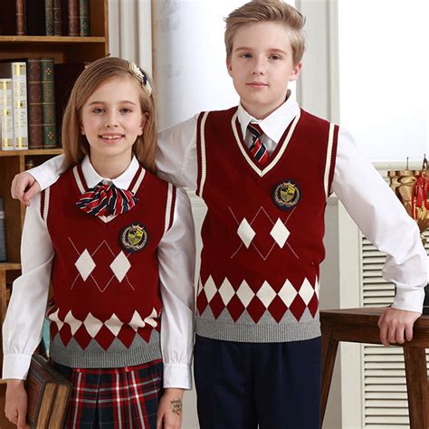 Flatting Knitting Custom School Uniform Pure Cutton Sweater Vest Senior