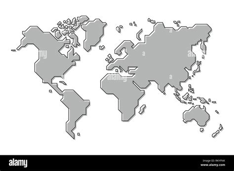 Mapa Del Mundo Simple Caricatura Y El Estilo De Esquema Vector