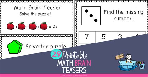 29 Super Fun Printable Math Brain Teasers To Practice Math Skills And Logic