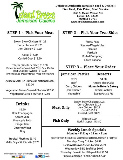 Island Breeze Jamaican Cuisine Menu Colton Ca 92324