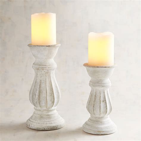 White Ceramic Pillar Candle Holders Pier1