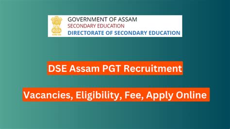 DSE Assam PGT Recruitment 2024 1526 Vacancies Eligibility Fee Apply