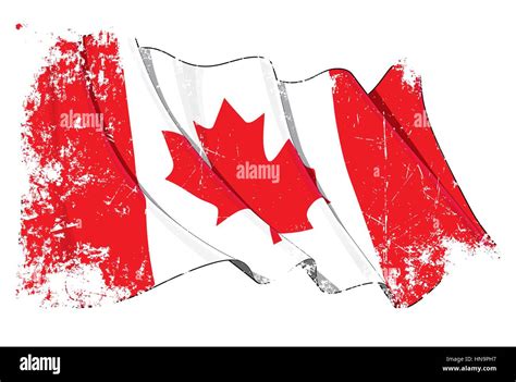 Grunge Illustration Of A Waving Canadian Flag Against White Background