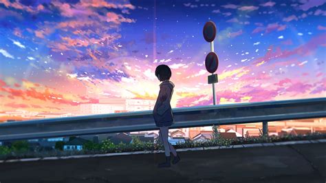 Anime Girl Alone Road Sky Background Hd Anime Girl Wallpapers Hd