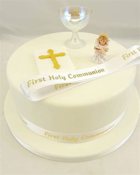 Buy 1st First Holy Communion Girl Chalice Bible And Gold Ribbon Cake