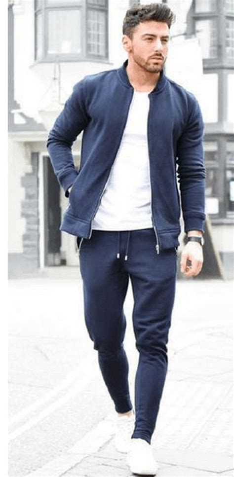 Navy Casual Mens Joggers Outfit Dapper Mens Fashion Sporty Outfits Men
