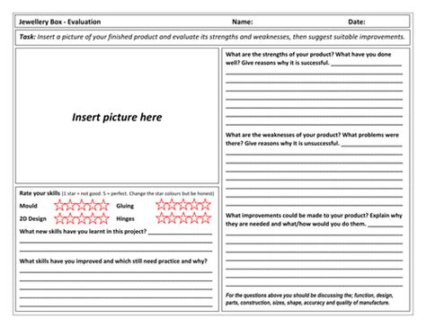 Ks3 Project Evaluationtemplate Worksheet Teaching