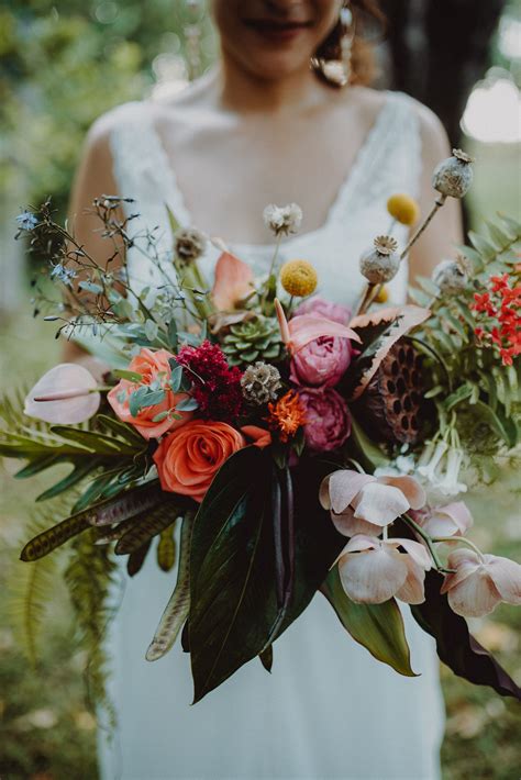 Bright, beautiful blooms bring any event to life. Boho tropical wedding bouquet | Tropical wedding bouquets ...
