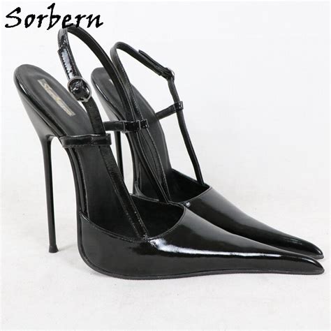 Sorbern 16Cm Metal High Heel Women Pumps Slingback Long Pointy Toes