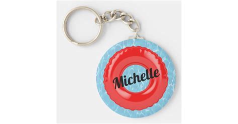 Personalized Swimming Pool Red Tube Keychain Zazzle