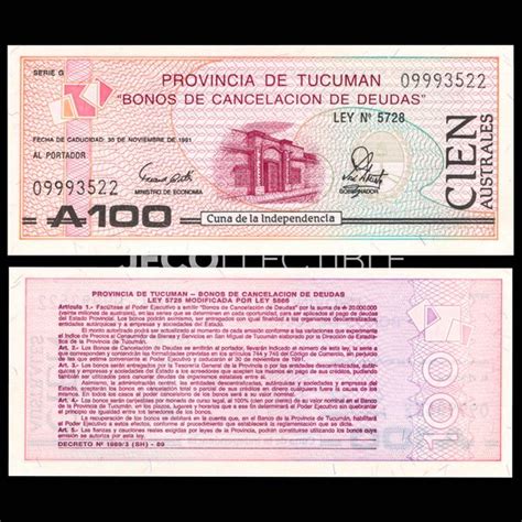 Jual Argentina Daerah 100 Australes Povincia De Tucuman Uang Kertas