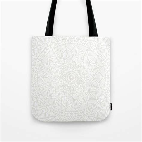 Cream On White Mandala Circle Of Life Tote Bag By Swirls Mandalas
