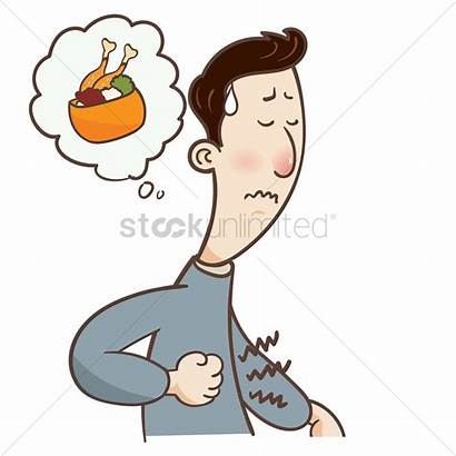 Hungry Cartoon Clipart Vector Guy Stomach Illustration