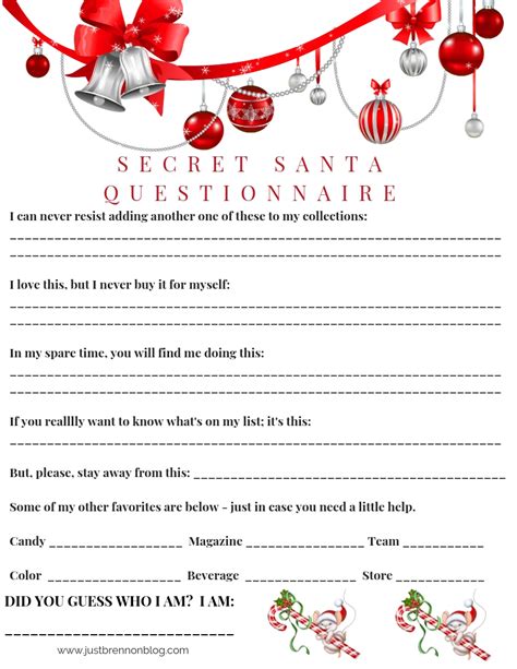 Secret Santa Survey Printable Before You Actually Plan To Be A Secret
