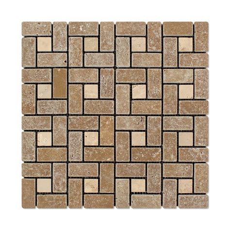 View gallery built on the rivers edge. Noce Travertine Tumbled Large Pinwheel Mosaic Tile w ...