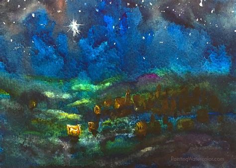 Watercolor Painting Tutorial Christmas Card Bethlehem Star Artists