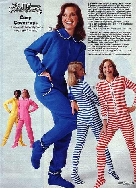 Footed Pajamas Vintage Pajamas 60s 70s Fashion Foot Pyjamas