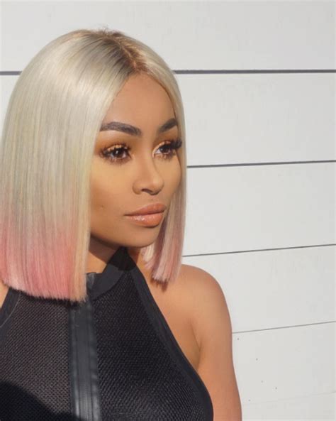 Blac Chyna Models Short Blonde Bob With Pink Tips On Instagram Hair Styles Pastel Pink Hair
