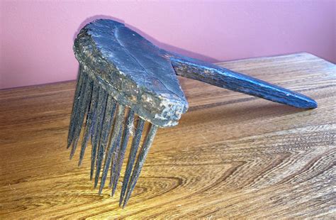1800s carved wooden flax wool carding comb heckle hetchel old primitive handmade fiber making