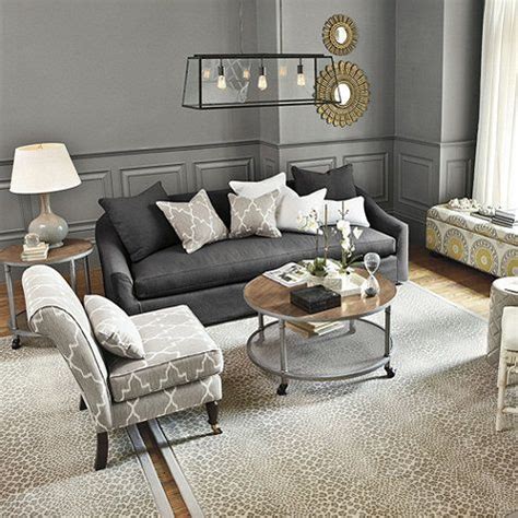 Therefore, when picking an acccent chair to complement your sofa, have fun with it! Room from Ballard Designs -- charcoal sofa with ...