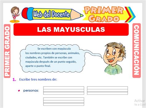 Uso De La Mayúscula Para Primer Grado De Primaria Web Del Docente