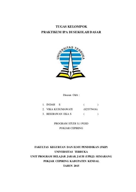 Contoh Cover Makalah Universitas Terbuka - Peran Sekolah