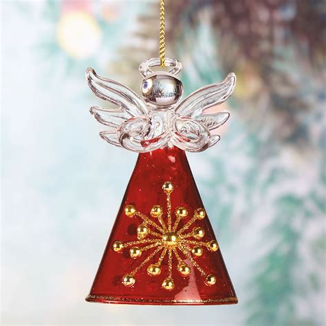 Red And Gold Glass Angel Christmas Ornament 3h Holiday Ornment With