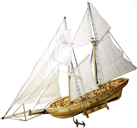 Hellery Diy Sailing Ship Model Kits Wooden Harvey Sailboat To Build