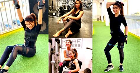 Beautiful Pictures Of Actress Ushna Shah Gym Workout Pk Showbiz