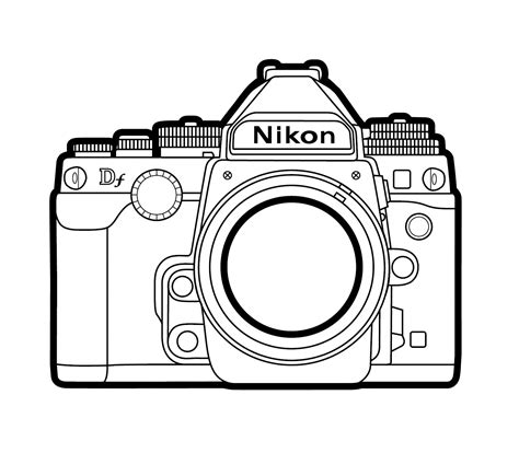 Canon Camera Drawing Simple Sketch Coloring Page