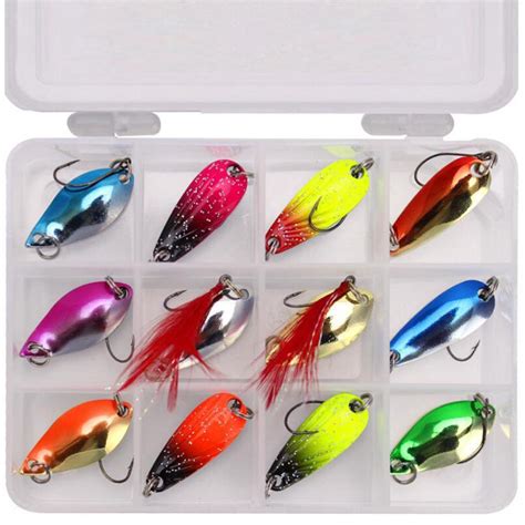 Lot 12pcs Colorful Metal Fishing Lures Spinner Baits Bass ...
