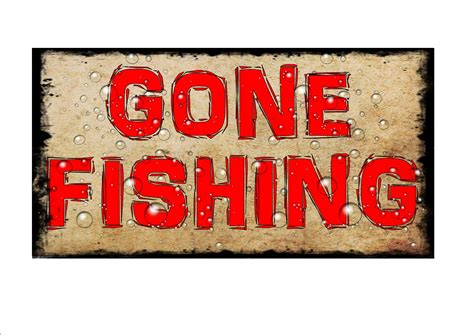 Gone Fishing Hanging Sign Vintage Style Wall Plaque Sign The Rooshty