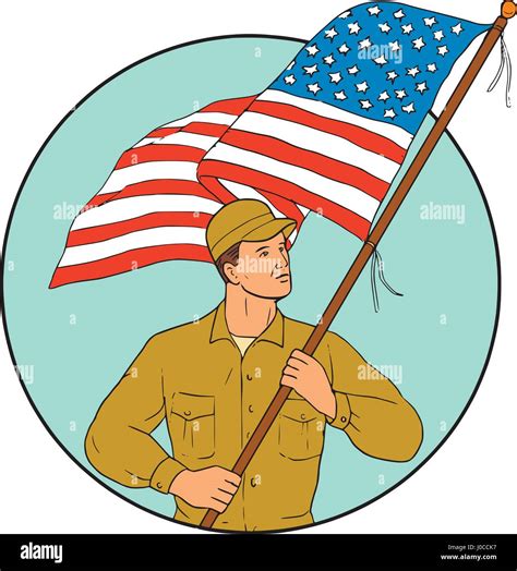 American Flag Waving Isolated Stock Vector Images Alamy