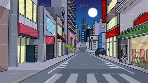 City Street At Night Background Cartoon Clipart Vector Friendlystock