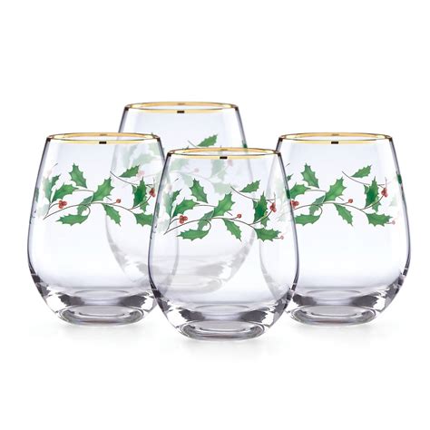 Holiday 4 Piece Stemless Wine Glasses Lenox Corporation
