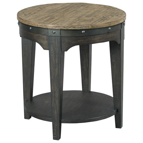 Solid acacia wood end table with shelf. Plank Road Artisans Round Solid Wood End Table | Stoney ...