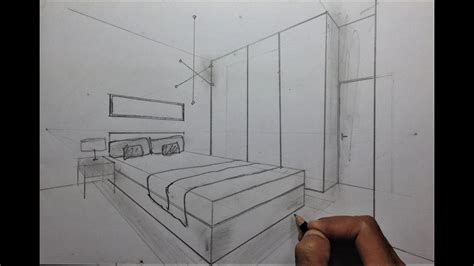 How To Draw A Simple Bedroom In Two Point Perspective 6 Youtube