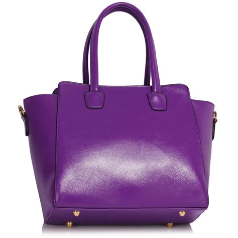 Ls00456 Purple Zipper Tote Shoulder Bag