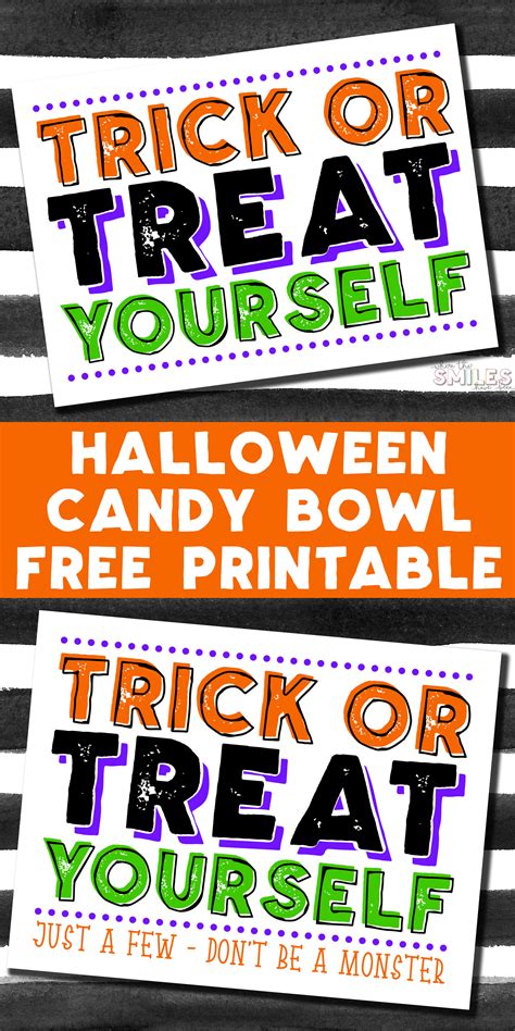 Free Halloween Candy Bowl Printable Sign Trick Or Treat Yourself