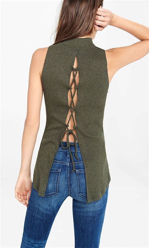 Download One Eleven Mock Neck Lace-up Back Tank | Clothes, Fashion ...