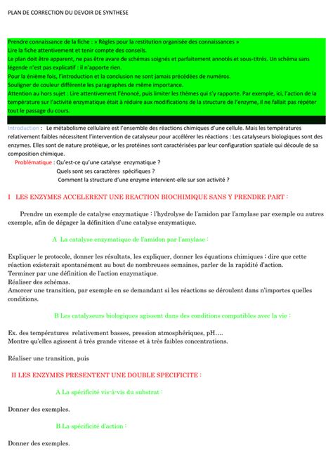 PLAN DE CORRECTION DU DEVOIR DE SYNTHESE Prendre